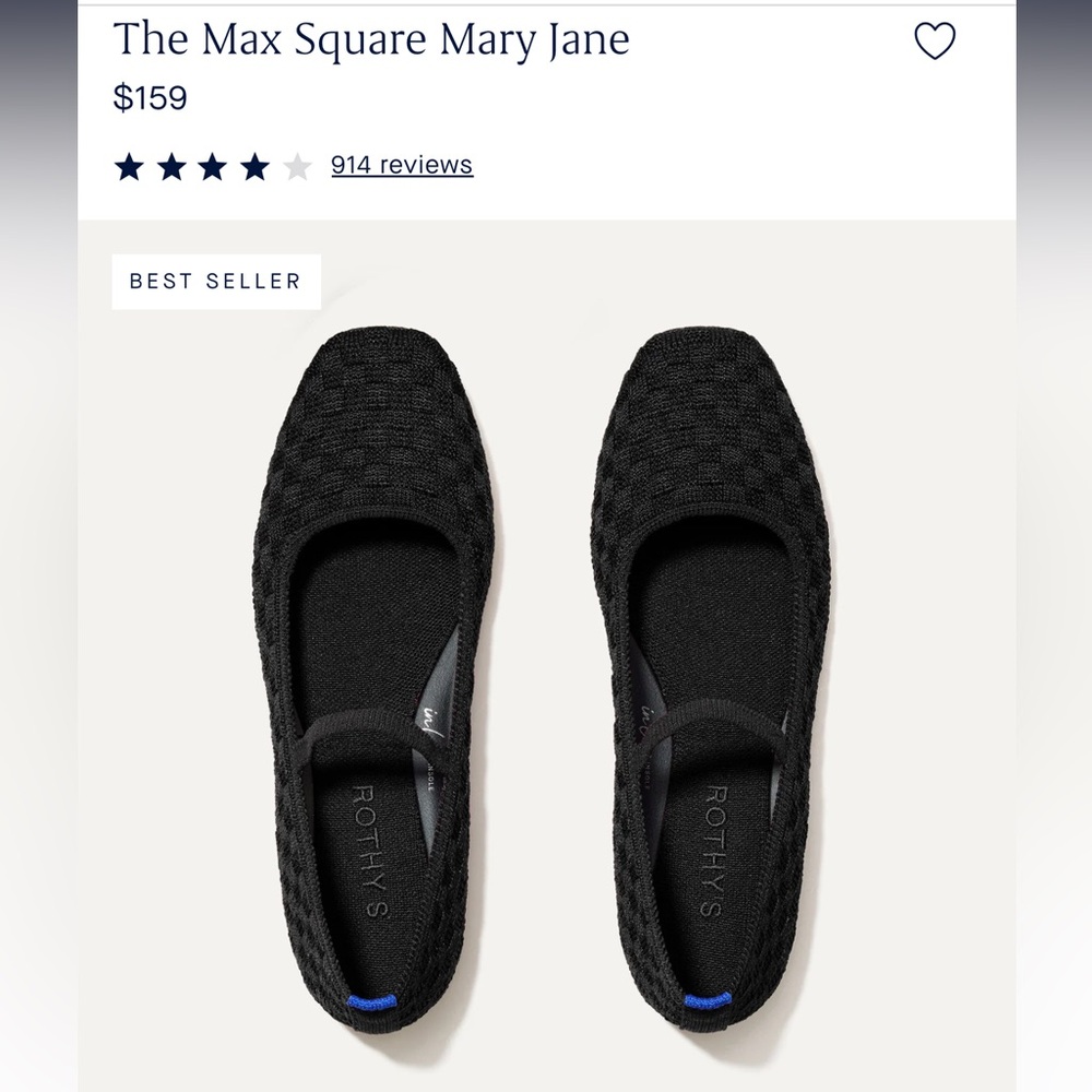Rothy's Max Square Mary Jane in Black Sand